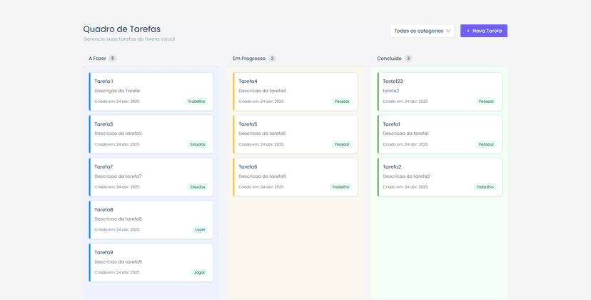 tarefas - Screenshot do projeto